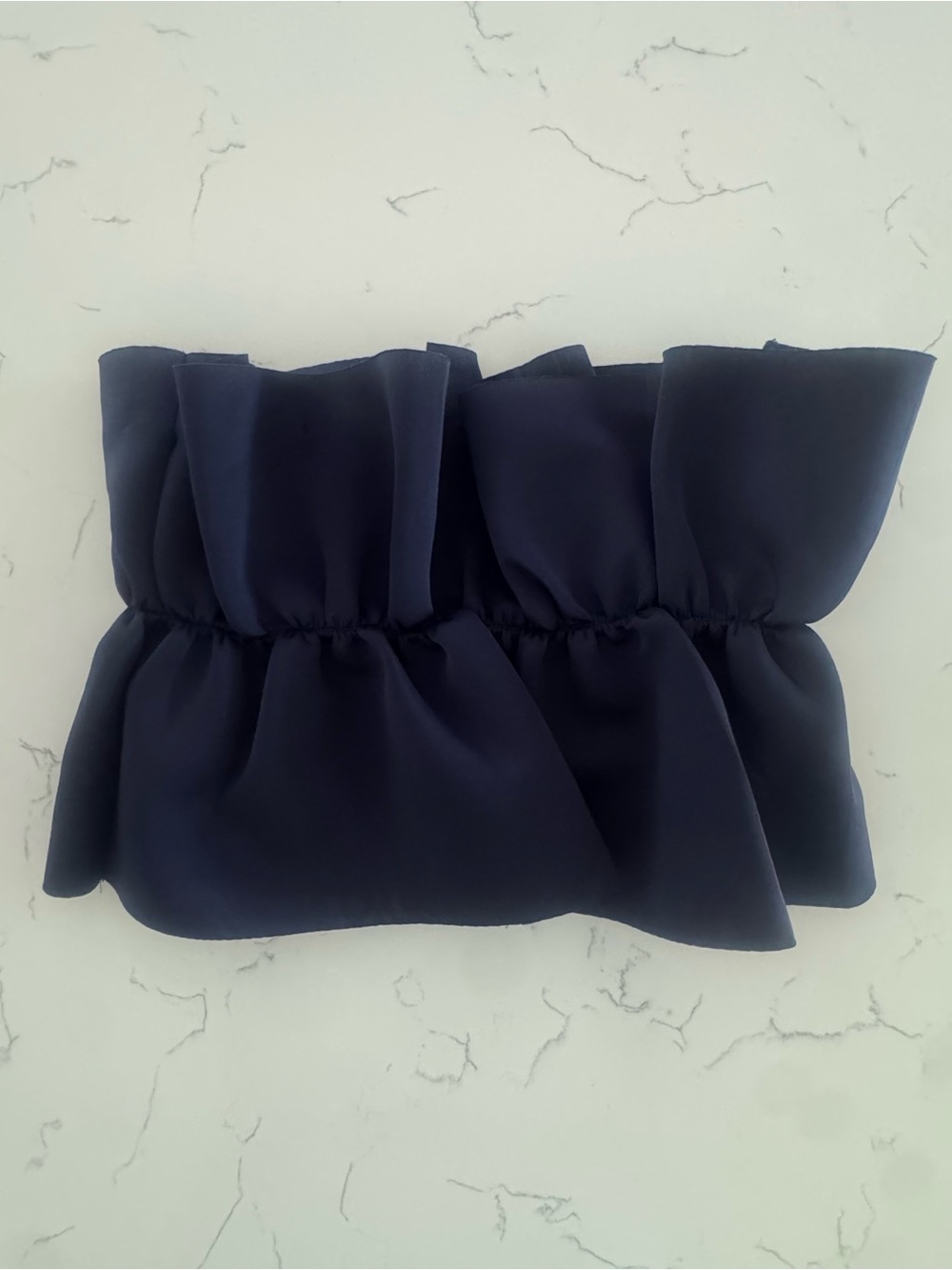 NWT Cloud Ten Navy Satin Ruffle Strapless Tube Crop Top Women’s S $48 - Picture 5 of 10